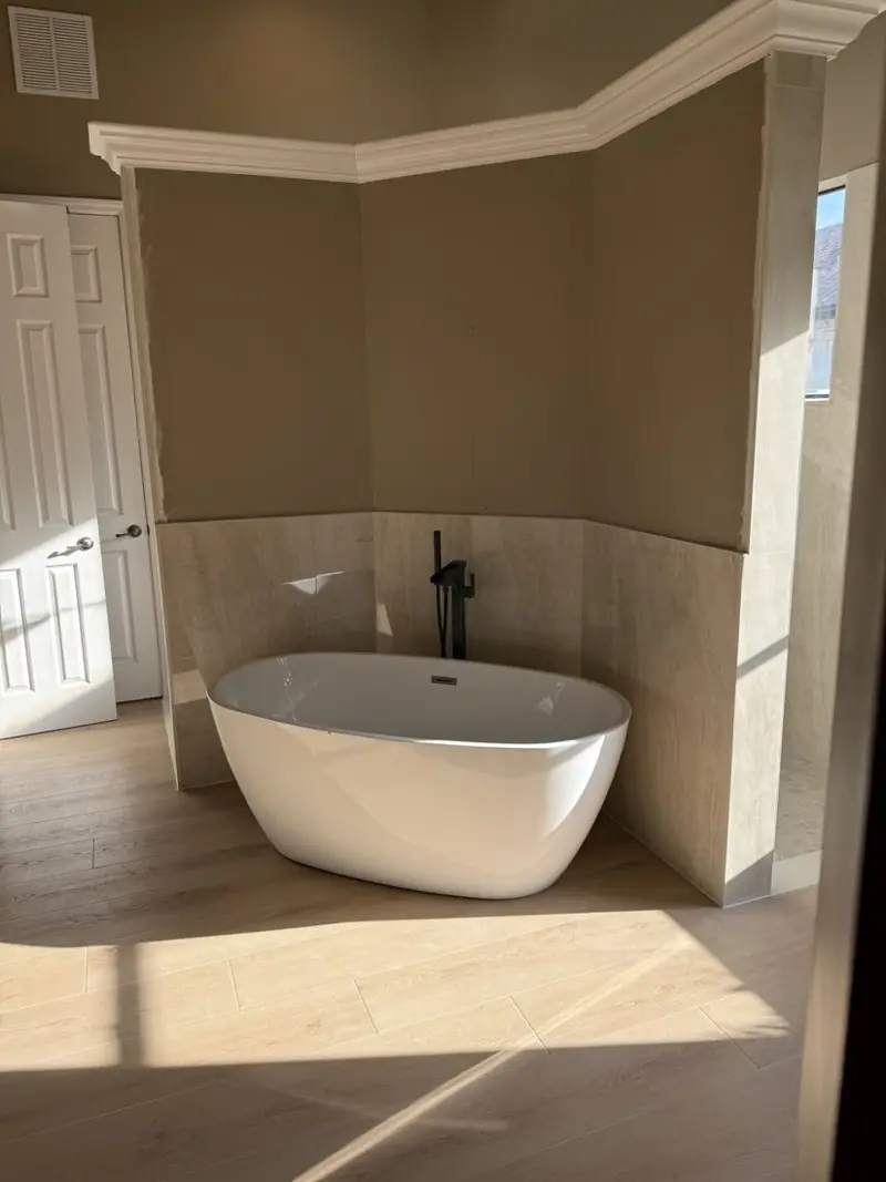 Primary bathroom remodel in progress by Neves Construction
